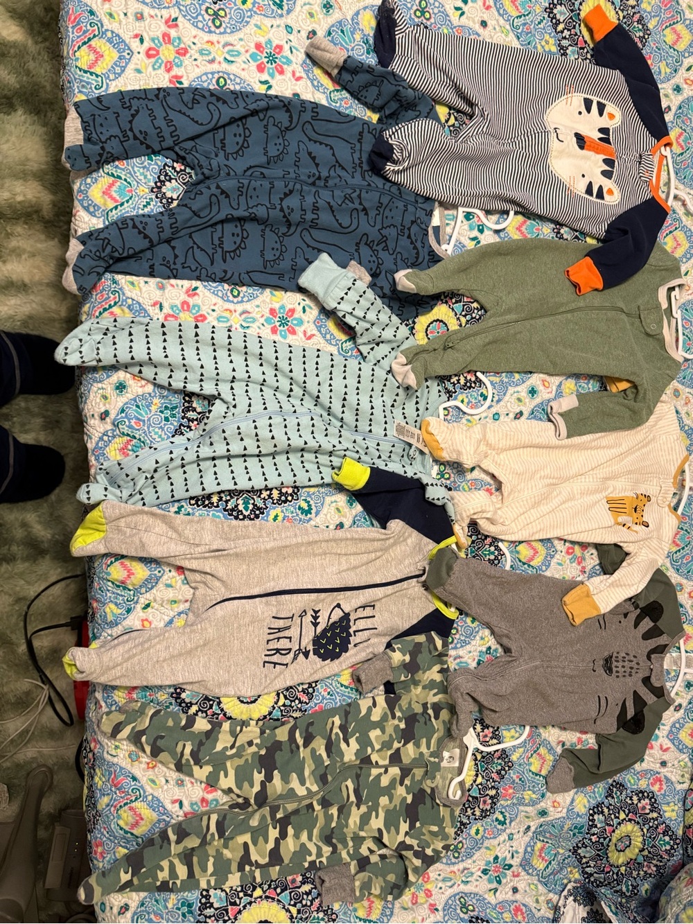 0-3 Months Baby Boy One-Piece Sleepwear - Neutral & Animal Mix